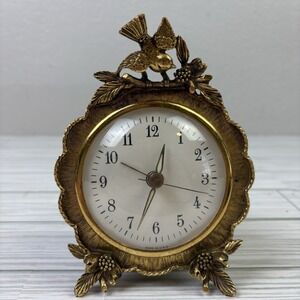 Vintage Matson Hollywood Regency Electric Alarm Desk Clock Gold Tone USA